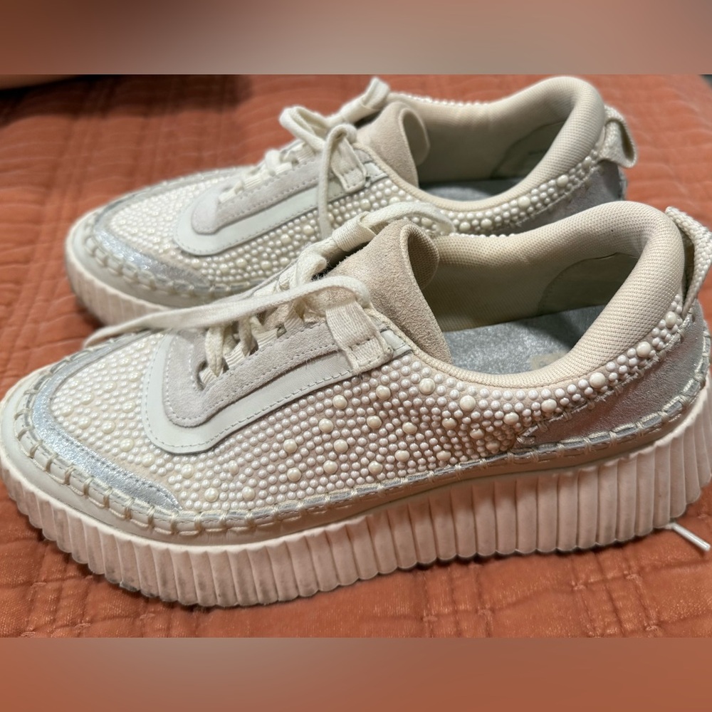 Dolce Vita Pearl Embellished Platform Sneakers size 8.5